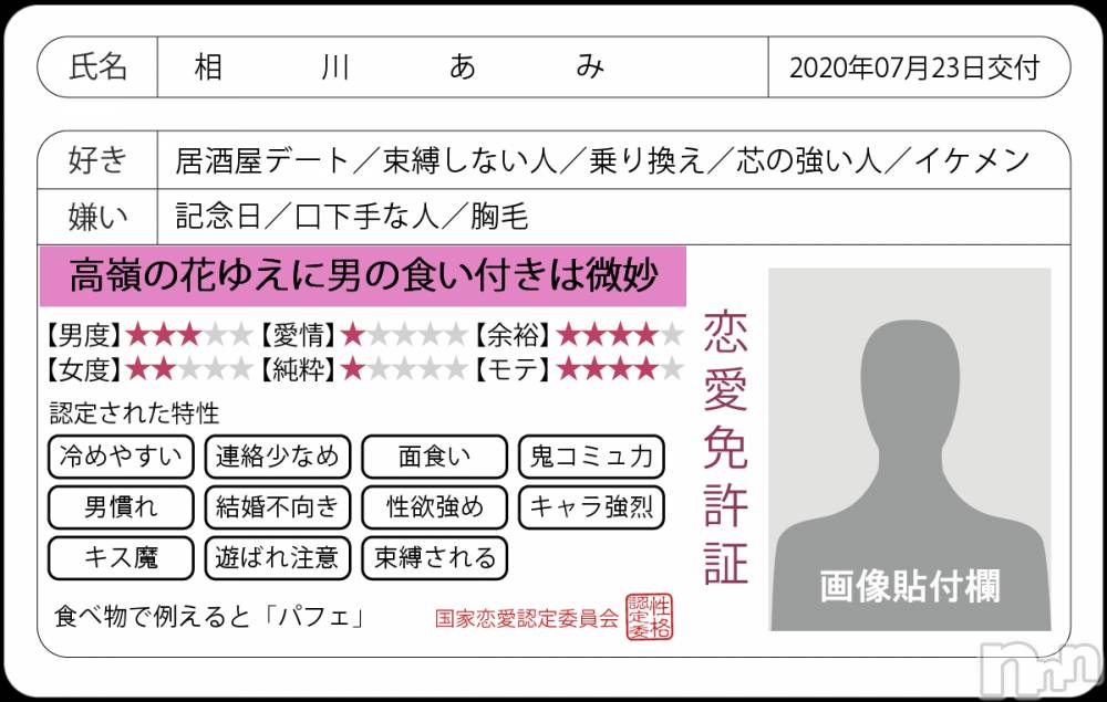 上越人妻デリヘルらぶ妻　～新潟の人妻が集う店～(ラブツマ) 相川あみ★癒し女神(35)の7月23日写メブログ「結婚不向き。。」