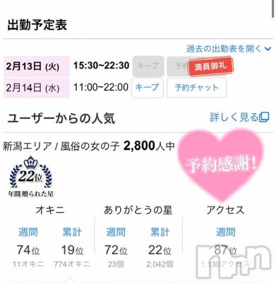 新潟手コキ Cherish Amulet(チェリッシュ アミュレット) のあ★(21)の2月13日写メブログ「本日【満員】になります♡！！」