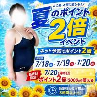 新潟デリヘル 新潟市鳥屋野潟ちゃんこ(ニイガタシトヤノガタチャンコ)の7月18日お店速報「ポイント２倍キャンペーン中☆彡」