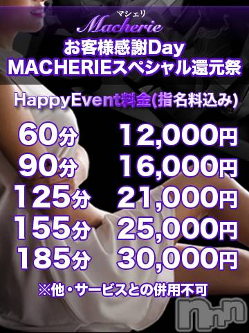 上田発デリヘル(マシェリ)の2020年2月12日お店速報「大盛況★お客様感Day！特別/中間還元祭開催中♪」