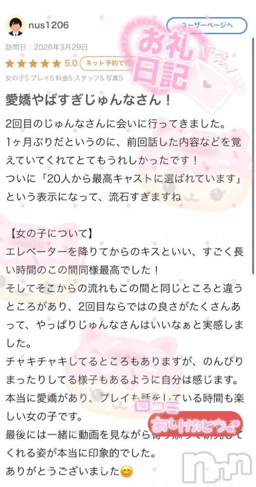新潟ソープ新潟バニーコレクション(ニイガタバニーコレクション) ジュンナ(22)の5月15日写メブログ「nus1206さん🐧」