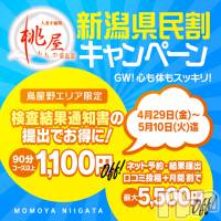 新潟人妻デリヘル 人妻不倫処　桃屋　新潟店(ヒトヅマフリンドコロモモヤ)の5月10日お店速報「※GW限定※新潟県民割キャンペーン」