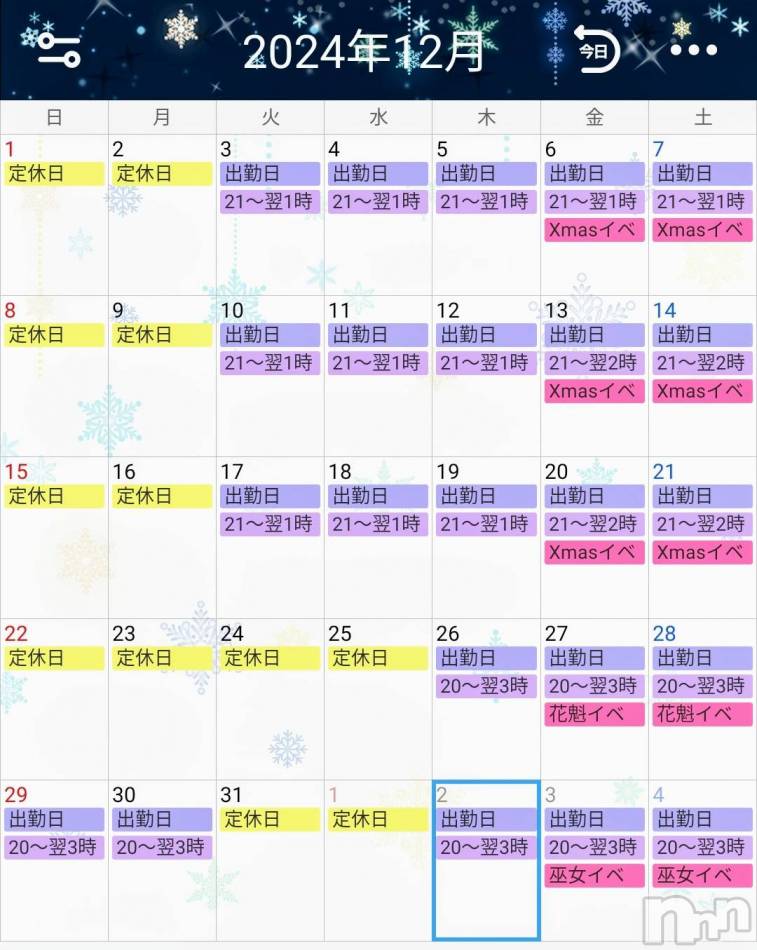 長野おっパブ(ミルキーハート)の2024年12月29日お店速報「本日の出勤」