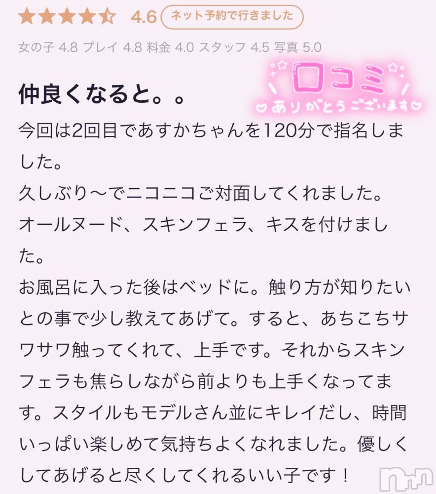 新潟手コキsleepy girl(スリーピーガール) あすかちゃん(23)の4月9日写メブログ「口コミありがとう♡」
