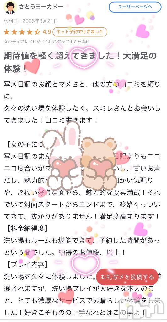 新潟ソープ新潟バニーコレクション(ニイガタバニーコレクション)スミレ(23)の2025年3月24日写メブログ「さとうヨーカドーさんへ【口コミお礼५✍️日記】🐰⁺ ˖ ࣪」