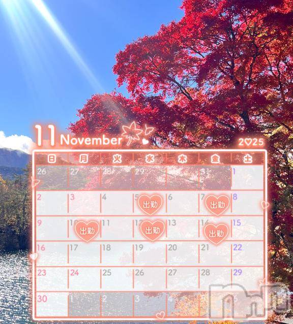 長岡デリヘルBIANCA～主人の知らない私～長岡店(ビアンカナガオカテン)棚橋　みつば(27)の2025年11月1日写メブログ「今月の出勤予定🍁」