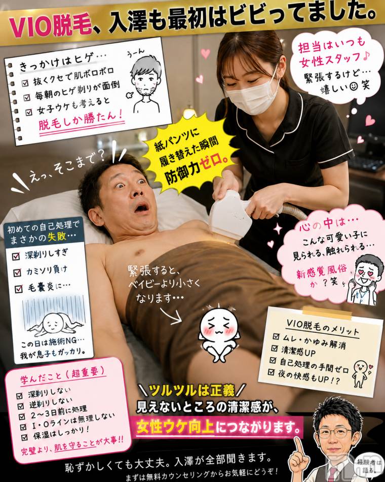 長岡メンズエステ(メンズケア ダヴィデ)の2026年6月23日お店速報「【DAVIＤ】入澤の過去のVIO脱毛体験談。少し長め💦」