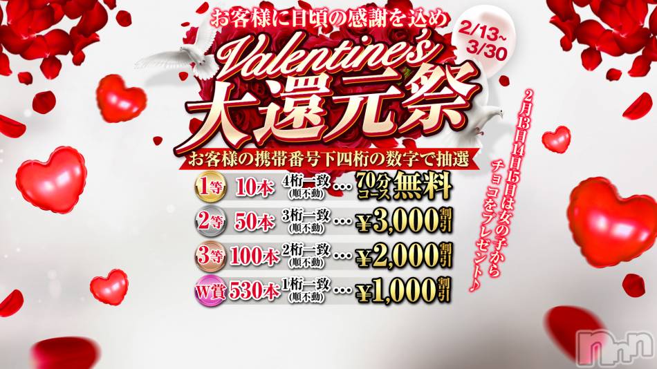 新潟デリヘル(オクサマトッキュウニイガタテン)の2022年2月13日お店速報「100万円大還元祭始まってます♡」