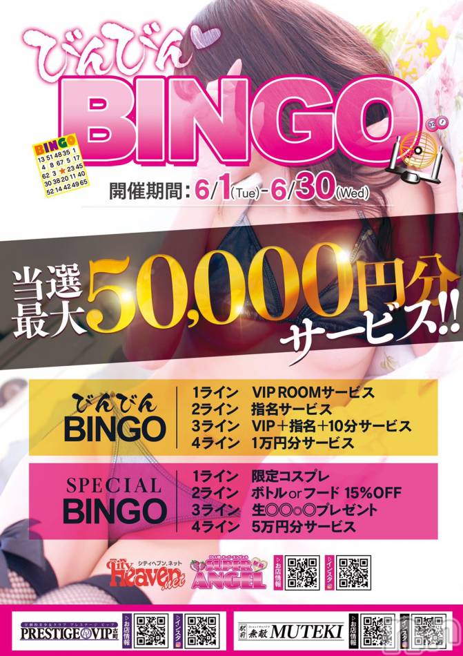 新潟おっパブ(スーパーエンジェル)の2021年6月2日お店速報「最大5万円当選 ビンビンビンゴ！」