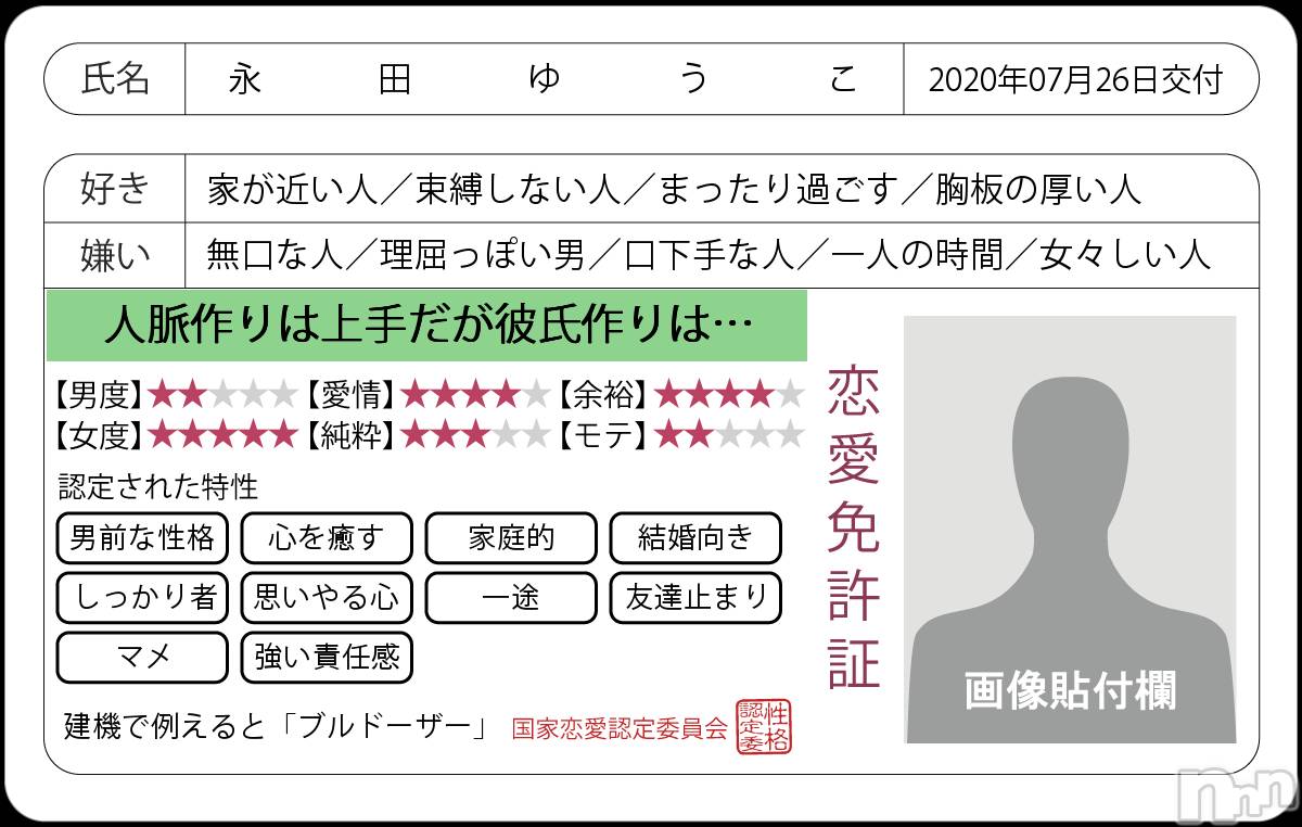 上越人妻デリヘルらぶ妻　～新潟の人妻が集う店～(ラブツマ)永田ゆうこ★舌技に自信アリ♪(38)の2020年7月31日写メブログ「恋愛免許証？」
