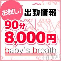新潟メンズエステ baby's breath(ベイビーズブレス)の6月8日お店速報「6月8日（月）出勤情報」