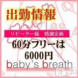 新潟メンズエステ baby's breath(ベイビーズブレス)の1月8日お店速報「1月8日（日）出勤情報」