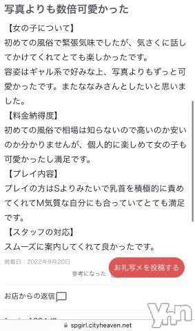 甲府ソープオレンジハウスななみ(21)の2022年9月20日写メブログ「【お礼写メ日記】」